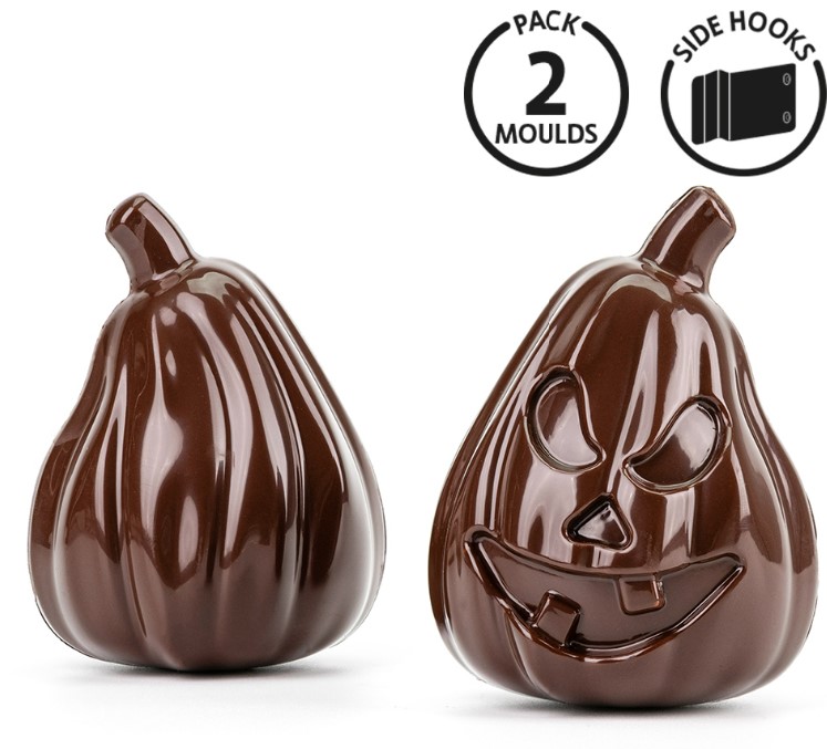 Bob 3D Pumpkin set of two BPA Free Polycarbonate Chocolate Moulds With Clips